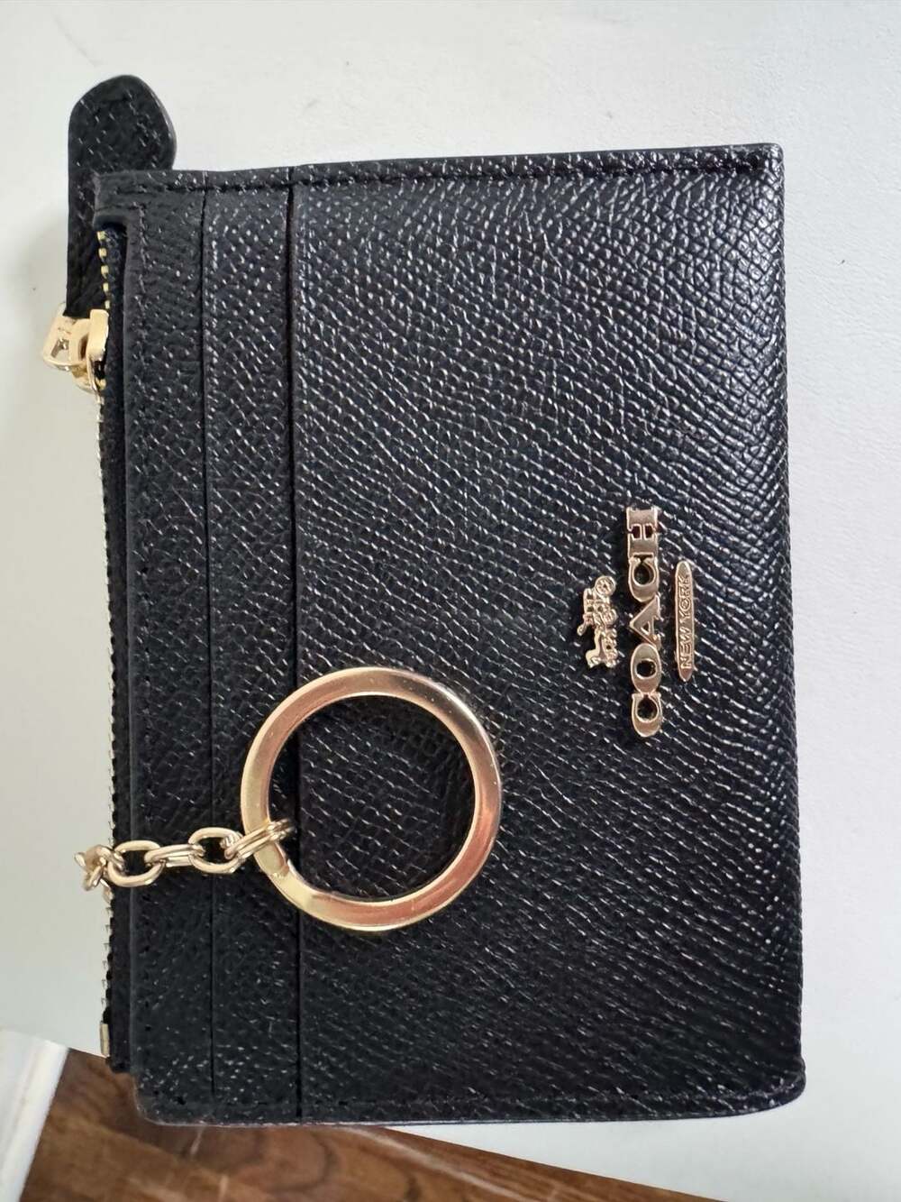 Coach Mini Skinny ID Case Black Leather Coin Pouch Wallet Card Holder 88250